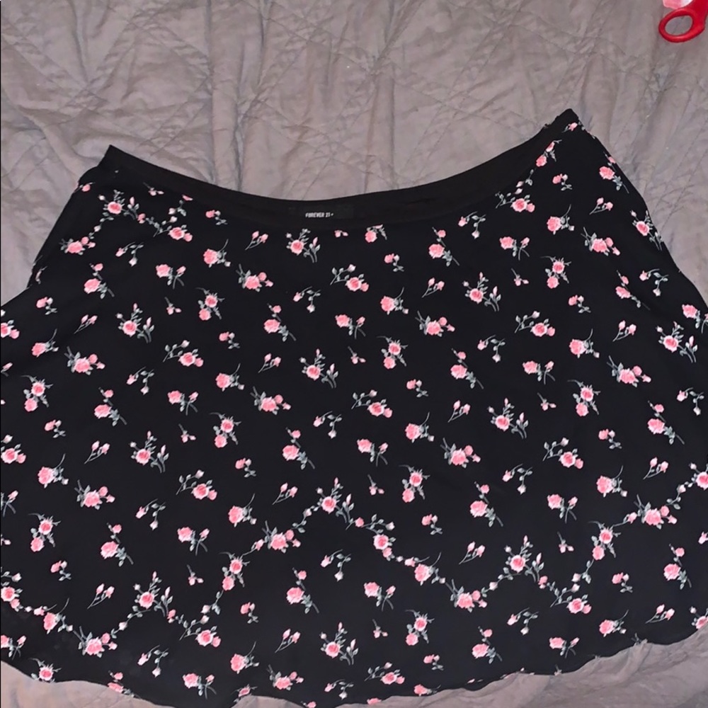 Black Floral Skirt
